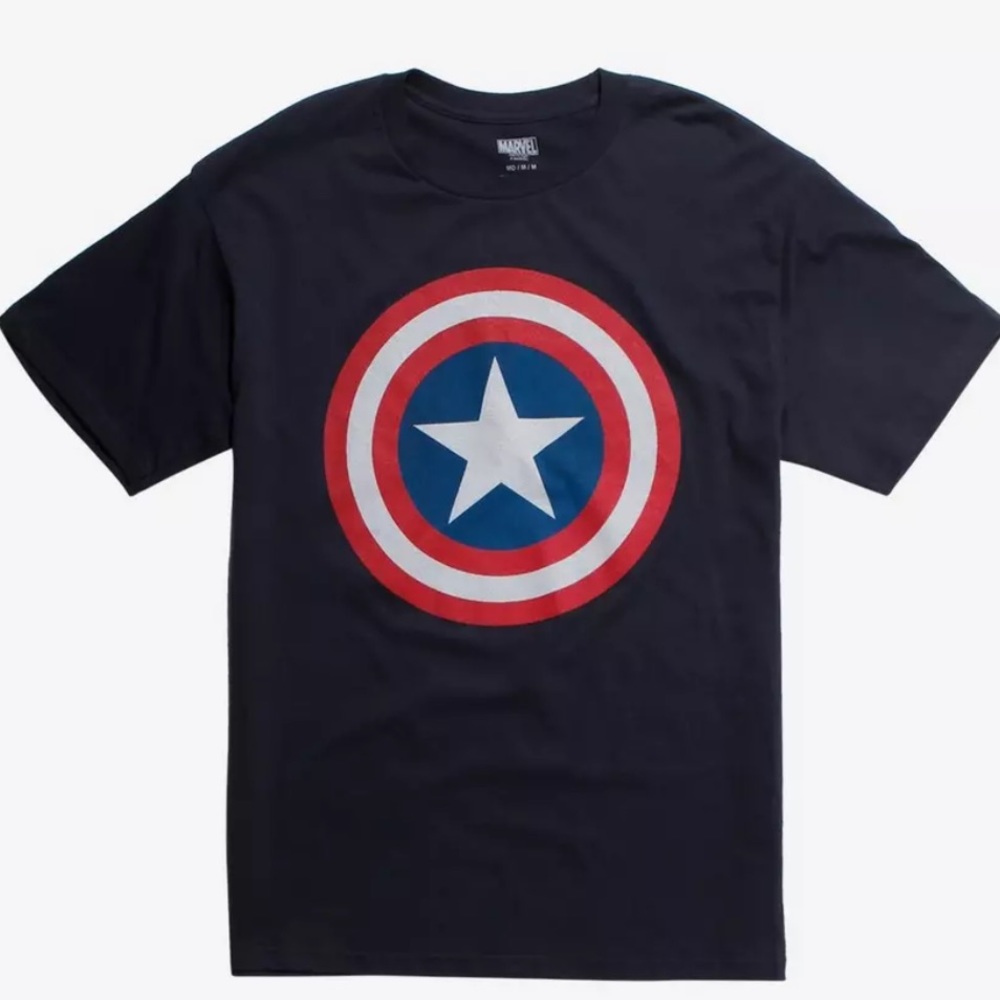 Marvel comics blue Captain America shield graphic t-shirt Size S